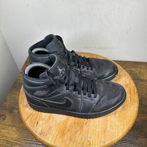 Air Jordan 1 Mid Black Basketball Shoes Mens Size 8.5 554724-050